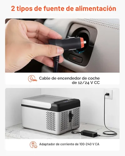 Miniatura 7 de VEVOR Refrigerador de automóvil de 12 V de 10 cuartos de galón, mini congelador portátil con control de aplicación, -4 ℉ a 68 ℉, 12/24 V CC