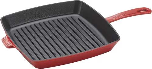 Staub Sartén cuadrada de hierro fundido de 12 pulgadas, cereza, fabricada en Francia