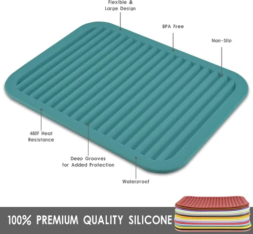 Miniatura 2 de Salvamanteles de silicona para platos y ollas, encimera, almohadillas calientes de mesa, soporte para cucharas, juego de 2 alfombrillas de secado L
