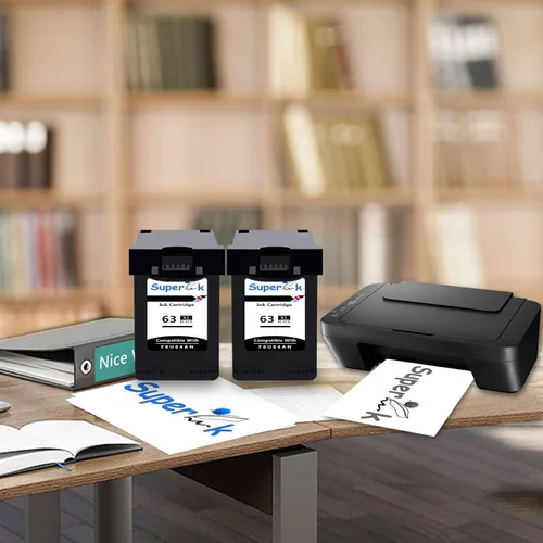 Miniatura 6 de SuperInk Paquete de 2 cartuchos de tinta de alto rendimiento compatibles con HP 63XL 63 XL 63 XL 63 negro, nuevo uso de CHIP con impresora DeskJet