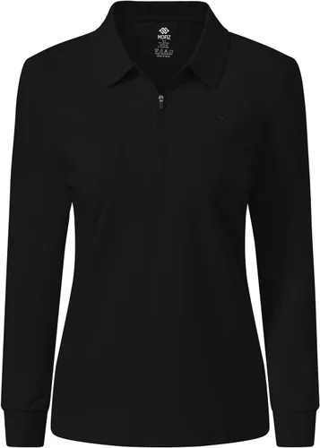 Miniatura 33 de JINSHI Polo de golf para mujer, de manga larga, con cremallera, deportiva, de secado rápido, atlética, casual, ajustada