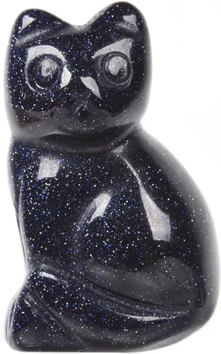 Miniatura 30 de Justinstones Escultura de gato tallada de cristal de cuarzo, estatua de gato de animal gatito de 1.181 in, mini figura de gato sentado de cristal