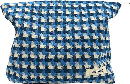 Miniatura 8 de Bolsa de maquillaje para mujeres, bolsa de cosméticos de pana con diseño estético, bolsa de mano para damas, estuche para lápices para niñas, lindo