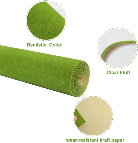 Miniatura 2 de Evemodel Modelo artificial alfombra de césped trenes verde hierba 15.7 x 78.7 in o 15.7 x 78 pulgadas para decoración artesanía, paisaje, modelo DIY