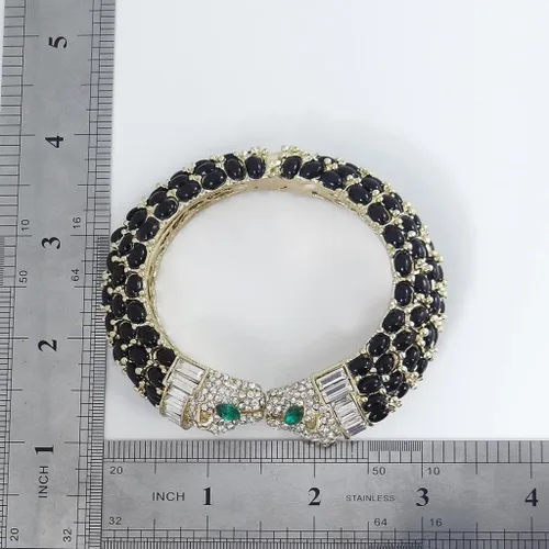 Miniatura 5 de EVER FAITH Cristal austriaco adorable besos leopardo animal pulsera oro