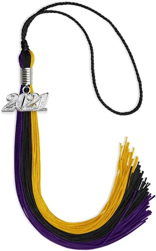 Miniatura 40 de Endea Graduation Borla de triple color con gota de fecha plateada (negro/dorado/granate, 2020)