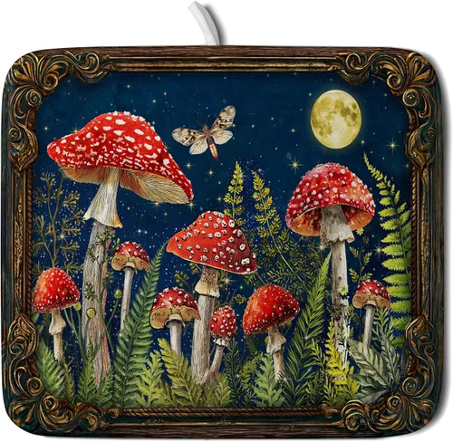 Miniatura 61 de Tapete de secado de platos de cabaña rústica, tapete escurridor de vida silvestre de oso del bosque, alce, 18 x 24 pulgadas, almohadilla escurridor
