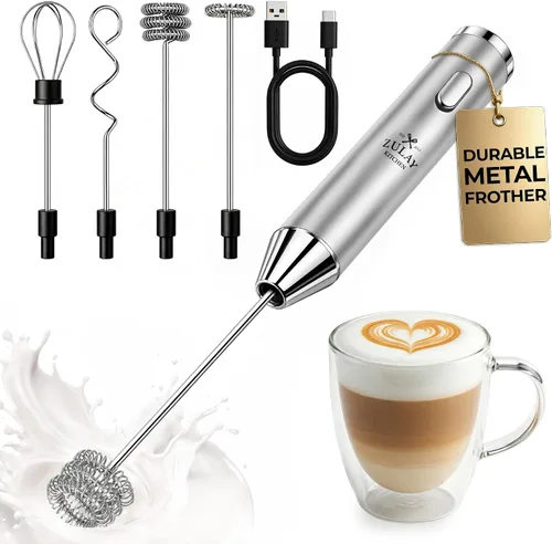 Miniatura 34 de Zulay Kitchen Espumador de leche de mano con pilas Duracell AA – Mezclador eléctrico ultrarrápido y creador de espuma, mezclador de bebidas fácil