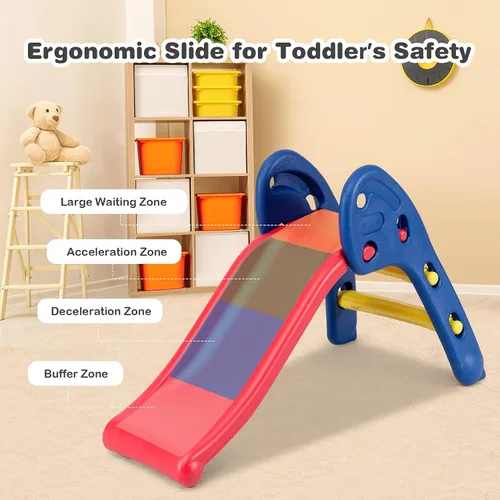 Miniatura 3 de BABY JOY Tobogán plegable, primer tobogán interior de plástico para escalar, juguete para niños (riel elíptico)