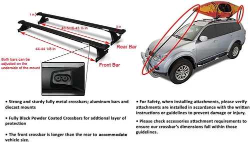 Miniatura 4 de BrightLines Barras transversales de techo compatibles con Chevy Blazer 2019-2026 para kayak, equipaje y bicicleta de esquí