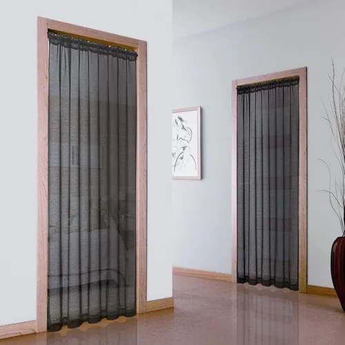 Miniatura 24 de XTMYI Cortinas negras de 48 pulgadas de largo para dormitorio, juego de 2 paneles, bolsillo para cortinero, cortinas de encaje transparentes