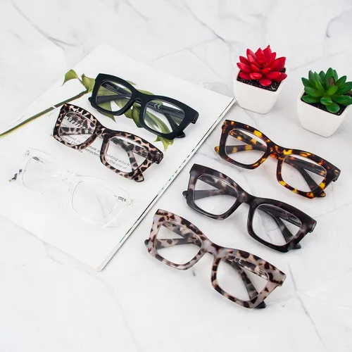 Miniatura 7 de REAVEE 6 Pack Reading Glasses for Women Blue Light Blocking, Cute Square Computer Readers with Spring Hinge M3-6 Pack Mix
