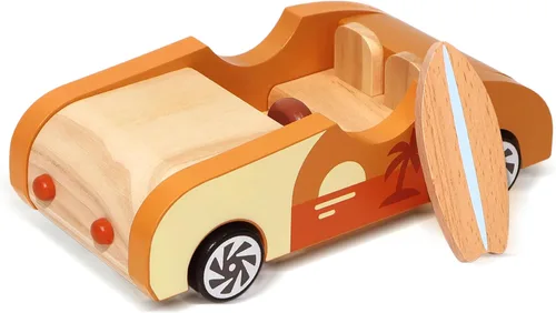 Miniatura 8 de PairPear Coche Familiar de Madera para Muñecas, Juguetes de Madera para Muebles de Casa de Muñecas, Juego de Accesorios, Vehículo de Juego