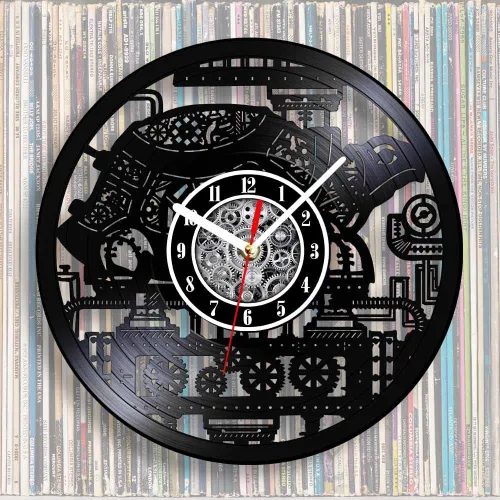 Miniatura 4 de The Geeky Days Steampunk Turtle - Reloj de pared silencioso con disco de vinilo, funciona con pilas, de cuarzo, de 12 pulgadas, tortuga marina Sin