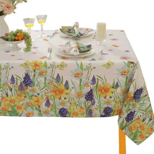 Miniatura 11 de SASTYBALE - Mantel floral de verano, rectangular de 52 x 70 pulgadas, estampado de flores coloridas, mantel impermeable para exteriores, a prueba