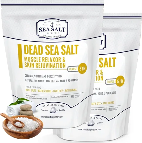 Sea Salt Superstore Sal natural del Mar Muerto para remojar, sales minerales de grano grueso de Israel, que apoyan la relajación muscular y el