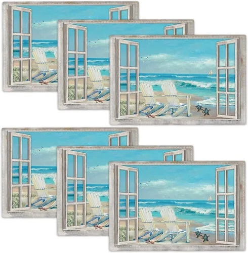Miniatura 50 de Juego de 4 manteles individuales con diseño de flores y rosas, manteles individuales lavables para decoración del hogar, fiesta, interior, cocina