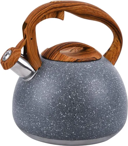 Miniatura 18 de Hervidor de Té Foedo para Estufa, Teteras Silbantes de 2.6 Cuartos para Estufa, Mango Plegable Resistente al Calor, Tetera Bonita (Beige)