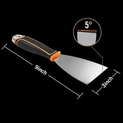 Miniatura 2 de ROLLINGDOG Cuchillo de masilla en ángulo de 3 pulgadas, raspador de pintura de ángulo de 5 grados con tapa de martillo de metal, mango de agarre