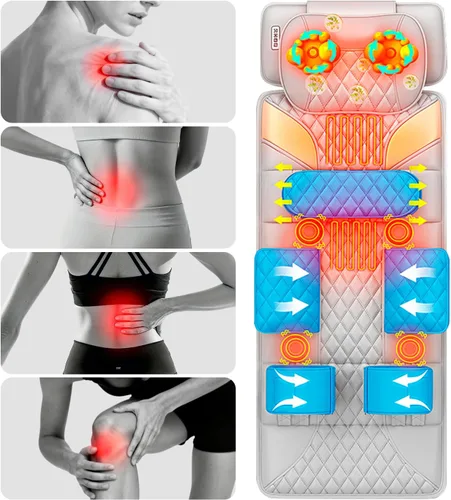 Miniatura 5 de Patinco Masajeador Shiatsu con calor de cuerpo completo para cuello, hombros, espalda, piernas, almohadilla de masaje de espalda portátil y plegable