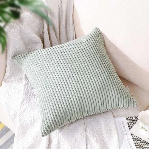 Miniatura 11 de Artscope Fundas de Almohada de Pana a Rayas Acogedoras Súper Suaves Decorativas Cuadradas Fundas de Cojín para Sofá Sillón Dormitorio Decoración