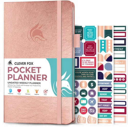 Miniatura 15 de Clever Fox Agenda de bolsillo semanal – Agenda mensual sin fecha y calendario, mini planificador perfecto para bolso, 3.7 x 6.7 pulgadas