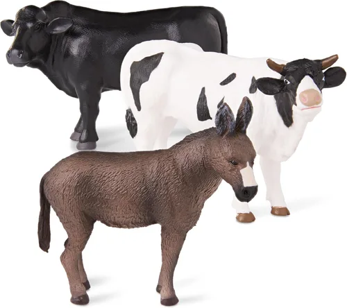 Miniatura 4 de Terra by Battat Juego de juguetes de animales de granja con figuras realistas de vaca, toros y burro Holstein - Juguetes educativos para niños