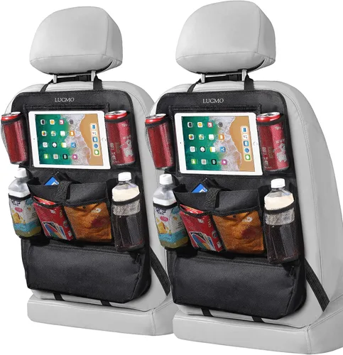 Miniatura 29 de LUCMO Organizador de asiento trasero de coche con soporte para tableta - 2 piezas, organizador de almacenamiento de coche con 6 bolsillos