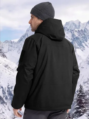 Miniatura 2 de FREE SOLDIER Chaqueta de esquí impermeable para hombre, abrigo cálido de invierno para nieve, snowboard con múltiples bolsillos, capucha desmontable