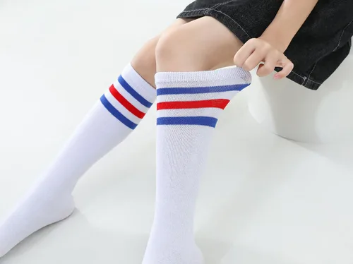 Miniatura 21 de TOCONFFON Calcetines de tubo hasta la rodilla para niños, niñas y adolescentes, calcetines deportivos de algodón para la escuela de fútbol, uniforme