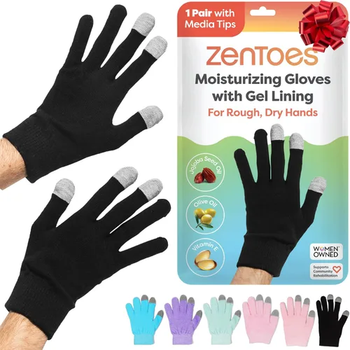 ZenToes Guantes Hidratantes para Manos Secas, Gel Infundido con Aceite de Semilla de Jojoba, Aceite de Oliva y Vitamina E, Hidratante Nocturno para