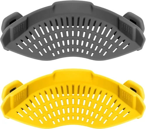Miniatura 10 de AUOON - Colador con clip para todas las ollas, colador de silicona para pasta, colador de cocina para drenar fideos, grasa de carne molida