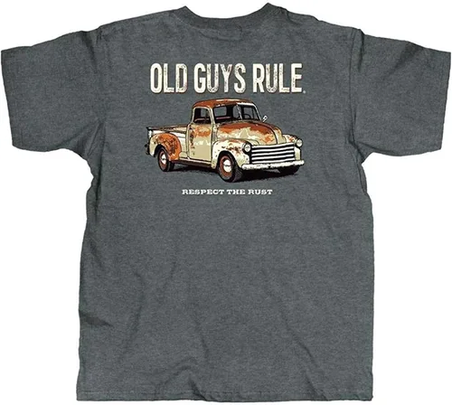 OLD GUYS RULE Camiseta gráfica para hombre, respect The Rust divertida para entusiastas de los camiones antiguos, Gris (Sport Grey)