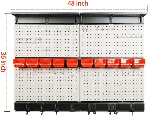 Miniatura 3 de Organizador de pared perforado Ultrawall, tablero de clavijas de 48 X 36 pulgadas para almacenamiento de garaje con ganchos, contenedores de Gris