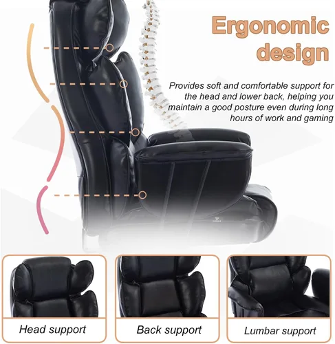 Miniatura 6 de Vigosit Silla de oficina grande y alta, asiento ancho de 500 libras, ergonómica con soporte lumbar para aliviar el dolor de espalda baja, silla