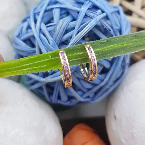 Miniatura 4 de Dazzlingrock Collection - Pendientes de aro pequeños de 14 quilates, oro rosa