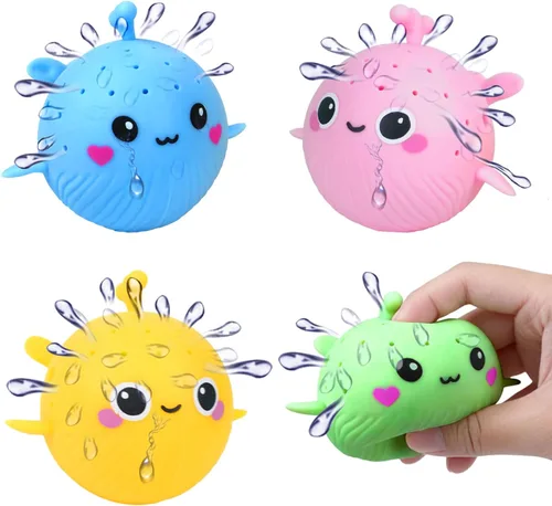 4 bolas de agua de delfines, juguetes sensoriales flotantes para aliviar el estrés para niños, pelotas de agua para niños pequeños, juguetes de
