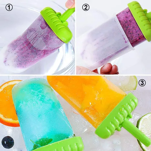 Miniatura 4 de Ozera - Juego de 6 moldes reutilizables para paletas de hielo, moldes para crema, moldes de fácil liberación, moldes para hacer paletas caseras
