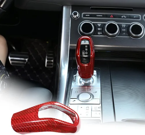 Miniatura 9 de YIWANG Cubierta de la cabeza de la perilla de palanca de cambios de fibra de carbono 100% real para Land Rover RangeRover Sport 2014-2017, para Negro