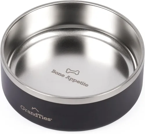 Miniatura 18 de GrandTies Cuenco de acero inoxidable para perros Comedero para mascotas reutilizable con aislamiento sin BPA Plato grande y resistente Azul