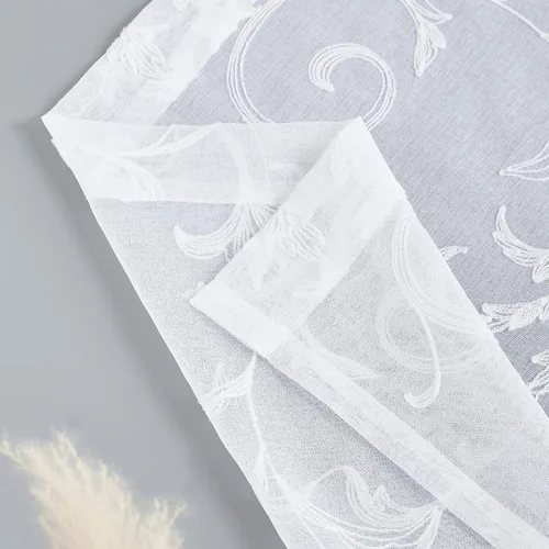 Miniatura 6 de Cortinas traslúcidas blancas bordadas florales de 63 pulgadas, cortinas de gasa con bolsillo para barra para sala de estar, dormitorio, paneles