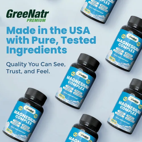 Miniatura 8 de GreeNatr Suplemento Complejo de Magnesio – Suplementos de magnesio con glicinato, citrato, malato y óxido – Tabletas de magnesio para la digestión