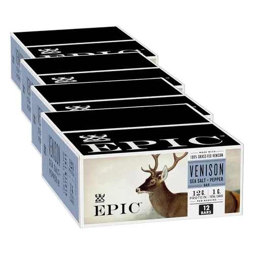 Miniatura 18 de Barritas EPIC de tocino de bisonte y arándanos rojos, alimentadas con hierba, 12 unidades en caja, barritas de 1.3oz