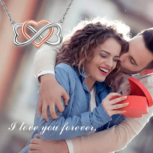 Miniatura 2 de Bolelis Collar con colgante de corazón de infinito de plata de ley con colgante de corazón para mujeres y novias regalo de aniversario y cumpleaños