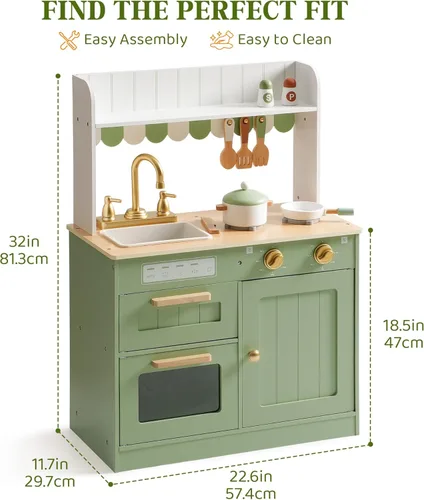 Miniatura 7 de ROBOTIME Juego de cocina para niños pequeños, juego de cocina de madera con juego de alimentos de corte, juguetes de cocina de regalo para niños