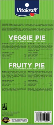 Miniatura 2 de Vitakraft Veggie & Fruity Pie Treat para conejos de mascotas, conejillos de indias y hámsters, 2 pasteles, marrón, 24 x 50 pulgadas, 1.27 onzas