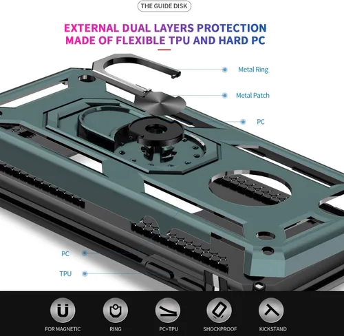 Miniatura 4 de Funda LeYi para iPhone 6S/6, funda para iPhone 7, funda para iPhone 8, armadura de grado militar de doble capa con soporte giratorio de 360 grados