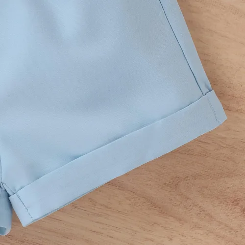 Miniatura 103 de TheFound Trajes de verano para niñas pequeñas, sin mangas, de punto acanalado, halter, pantalones cortos, ropa para recién nacidos, conjunto de 3