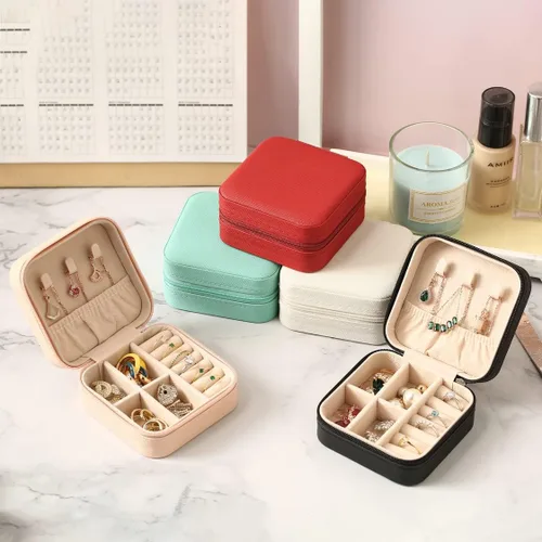 Miniatura 6 de Joyero de viaje, mini cajas de viaje portátiles para joyas, pequeño organizador de joyas para anillos, aretes, colgantes, relojes, collares, lápices