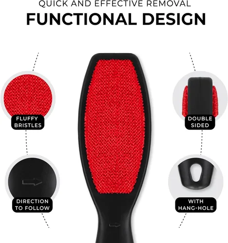 Miniatura 2 de DecorRack Paquete de 2 cepillos de doble cara para eliminar pelusas, cepillo removedor de pelo de mascotas para ropa y muebles, quita el pelo